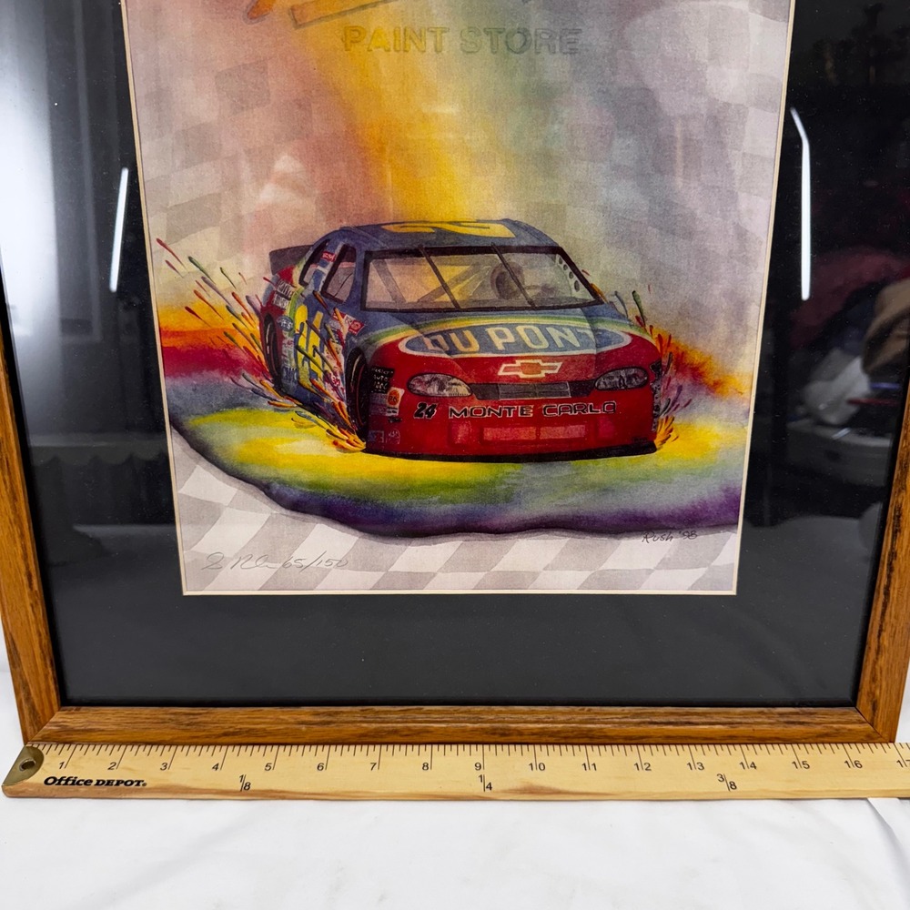 Jeff Gordon #24 DuPont Monte Carlo Framed Art Print Artist Rick Rush 1998 Signed - Picture 6 of 7